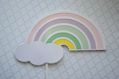 $9.50 • Buy Pastel Rainbow Cloud Cake Topper Baby Shower 1st Birthday Over The Rainbow Party