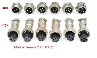 GX12 2 Pin Multi Contact Connector Socket And Plug Microphone Aviation • £2.95