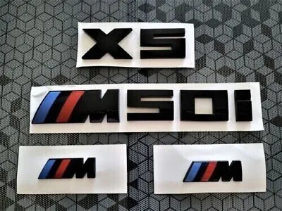 For X5 Series Gloss Black Emblem X5+M50i+M Logox2 Rear Trunk And Fender Badge • $29.79