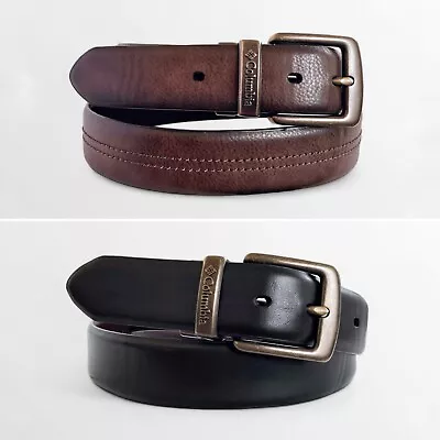 Columbia Vegan Leather Reversible Belt Size 38 - 40 Black Brown Silver Gunmetal • $24.95