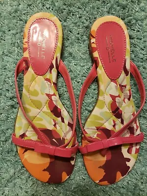 Michelle D Thong Sandals Flip Flop Shoes Slides Fuschia Pink Women's Size 8 • $15.95