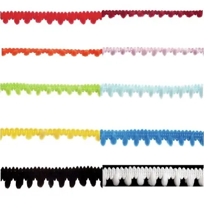 £2.80 • Buy 7mm Pom Pom Narrow Trim Craft Decorative Ribbon Essential Trimmings