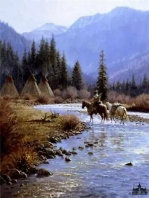 Silent Camp By Martin Grelle Native American Print 12x15 • $39.50