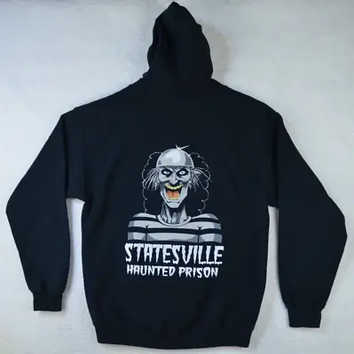 STATESVILLE HAUNTED PRISON Sweatshirt Men Medium Black Hoodie Full Zip Halloween • $18.19