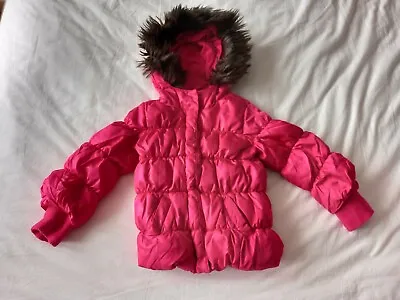 £12.99 • Buy GAP Pink Girls Winter Fur Hood Coat Jacket 2-3 Years