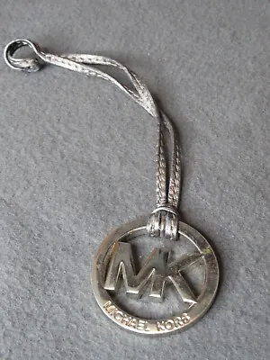 MK Michael Kors Silver Tone Purse Bag Charm Fob Leather • $19.99