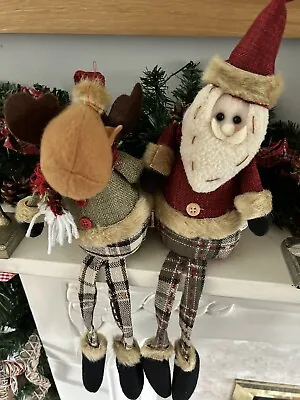 Christmas Decorations Dangling Legs Santa And Reindeer • £4.25