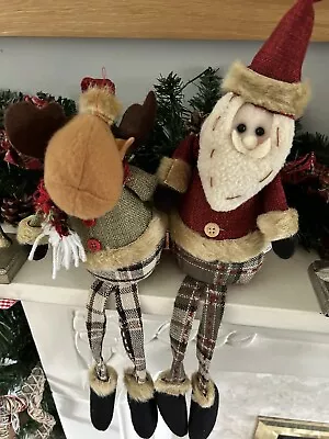 Christmas Decorations Dangling Legs Santa And Reindeer • £4.25