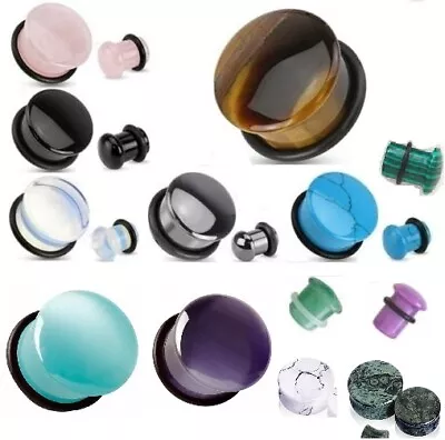 £4.89 • Buy 1x Semi Precious STONE Ear Plug Stretcher Single Or Double Flared Flesh Tunnel