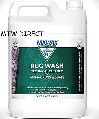 NIKWAX RUG WASH CLEANER 5 LITRE For EQUESTRIAN RAMBO HORSE RUGS BLANKETS • £48.97