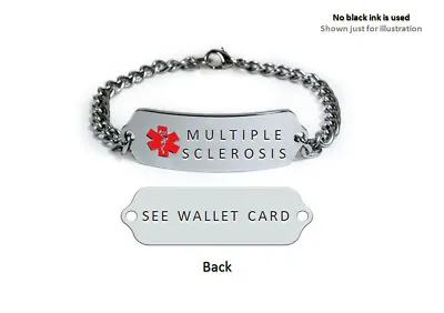 MULTIPLE SCLEROSIS Medical Id Alert Bracelet. Free Medical Emergency Card. • $29.99