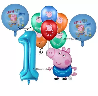 £9.99 • Buy PEPPA PIG GEORGE BALLOONS 1st Birthday Party 10 Piece Set Foil Latex Age 1