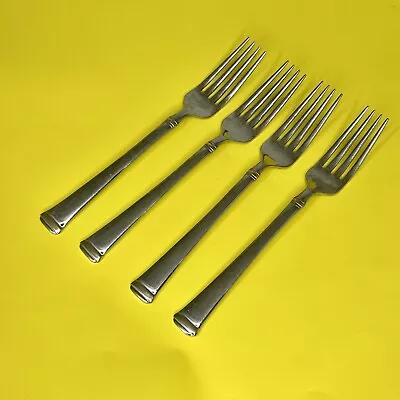 Mikasa Stainless Steel Flatware Gold Accent Harmony Dinner Forks Set Of 4 • $20