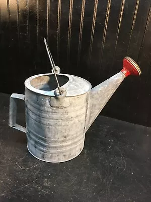 Vintage Lg 13in Galvanized Metal Watering Can Brass Sprinkler Farm Garden Art • $80.99