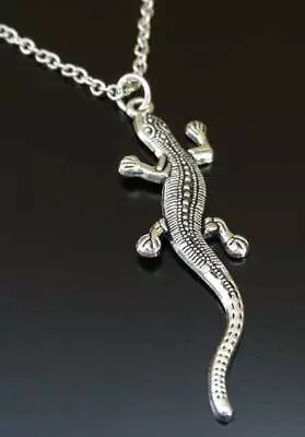 2  Long GECKO LIZARD SALAMANDER Charm Pendant 22  925 Sterling Silver Necklace  • $13.97