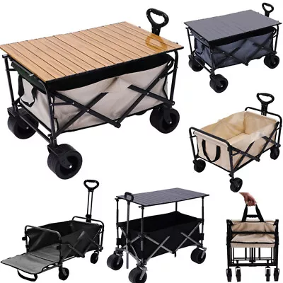 Pull Along Folding Hand Cart Garden Wagon Trolley Festival Camping Beach Caddy • £39.95