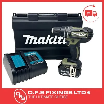 Makita DHP482SFO 18V LXT Olive Green Combi Drill + 1x 3Ah Battery Charger & Case • £129