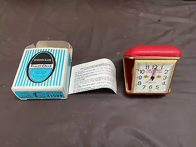 WESTCLOX Red Luminous TRAVEL ALARM CLOCK With Original Box  44512 Vintage • $6