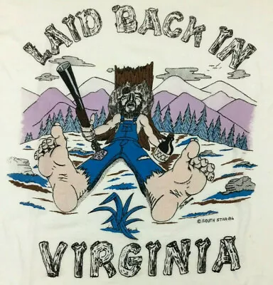 Vtg 80s Laid Back In Virginia T-Shirt Redneck Moonshine Mountain Logo USA Tee XL • $107.51