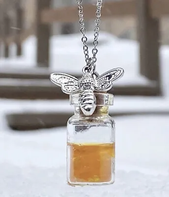 $27 • Buy Silvertone Necklace Honeybee Bee Jar Honey Pendant  New With Tags NWT