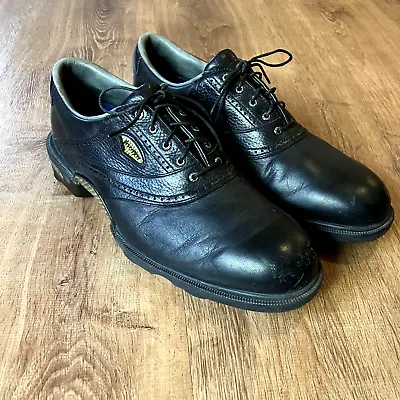 FootJoy DryJoy Golf Shoes Men's 11 Black Leather Saddle 53435 • $29.97