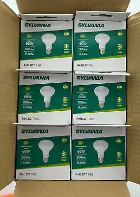 Box Of 6 Sylvania LED Reflector R80 9W ES 4000k Cool White 9 = 60 Watt E27 28522 • £12.96