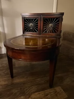 Vintage Neoclassical Mahogany Step Table With Gilt Gold Leather Tops • $315