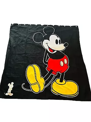 Disney Mickey Mouse Shower Curtain 72  X 72  Black Yellow Red White 100% Cotton • $11.68