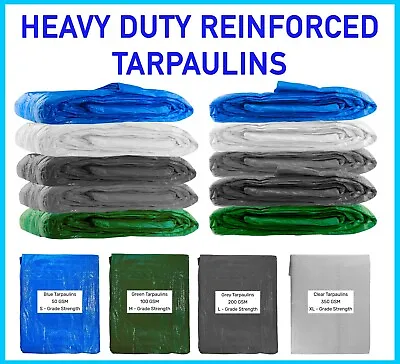 Waterproof Heavy Duty Tarp/tarpaulinsbuilders Ground Sheetall Sizes+colours • £4.99