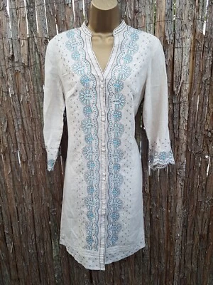 £0.99 • Buy Monsoon Ladies Beige Linen Kaftan Beach Cover Up UK 12