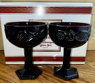 NEW AVON 1876 Cape Cod Collection Ruby Red Champagne Glass Set • $10.99