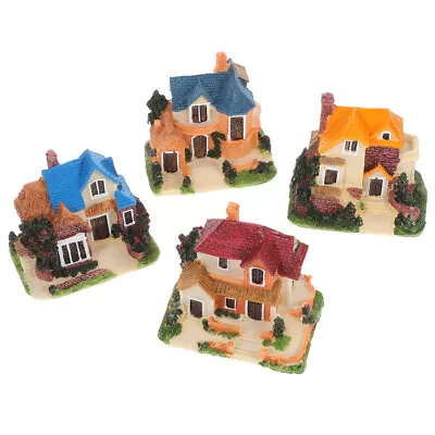 4 Miniature Stone House Figurines Resin Model Fairy Cottage Kits • $24.79