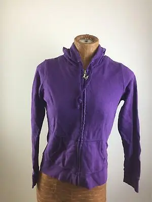 MILEY CYRUS Full Zip Up Long Sleeve Purple Hooded Sweatshirt Women's Size Small • $27