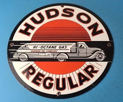 Vintage Hudson Motor Oil Gas Pump Plate Service Station Hi-octane Tanker Sign • $142.47