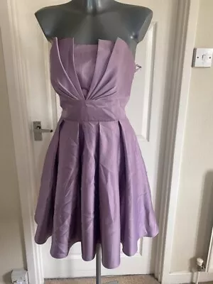 Ladies Size 12 Purple Bridesmaid Prom Formal Dress Tie Back Corset Ruffle  • £10