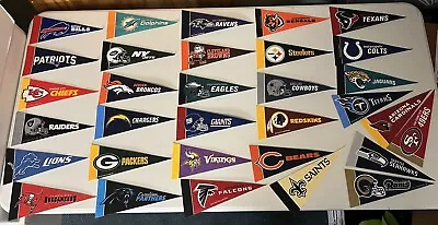 NFL Football Teams Mini Pennants Flag Banners Rico/Tag Express 9 X4  Lot Of 32 • $25