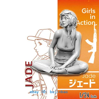 1/24 Scale Military Girl In Action JADE Unpainted Model Kits Resin Statue 75mm • $26.31