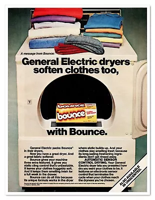 Bounce Fabric Softener General Electric Dryers Vintage 1982 Print Magazine Ad • $7.76