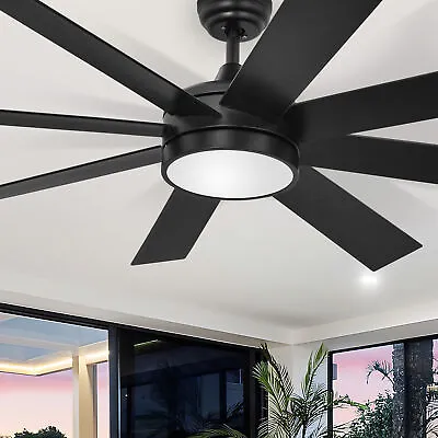 60  Black Ceiling Fan 3 Color Temperatures Indoor Outdoor Light Fan W/ 6 Speeds • $133.99