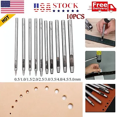 10 PCS Heavy Duty Leather Hollow Hole Punch Set DIY Craft Hand Tools 0.5-5mm NEW • $9.25