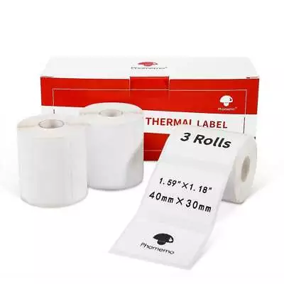 40x30mm Square White Self-Adhesive Thermal Label Paper Phomemo M110 M200 Printer • $16.99