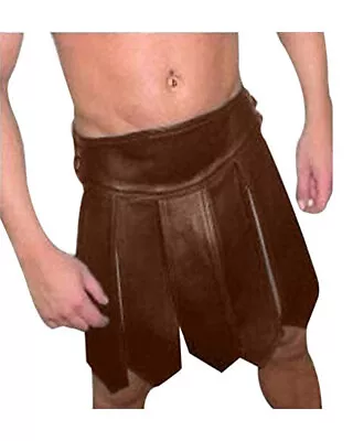 Real Leather Roman Gladiator Kilt Warrior Brown Costume Heavy Duty Utility LARP • $99.99