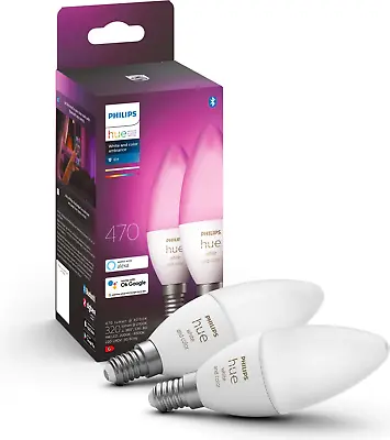 Philips Hue White & Color Ambiance E14 Lamp Double Pack Dimmable | New & Original Packaging • $84.10