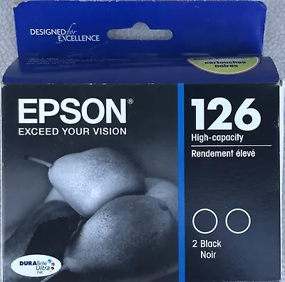 2PK Epson T126120-D2 126 High-Capacity Ink Cartridges Black EXP: 03/2024 - New • $19.95