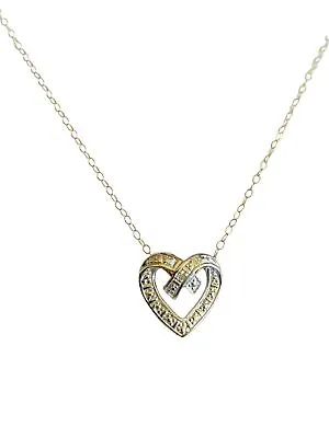 10k Yellow & White Gold JJT Diamond Heart Necklace • $59.99