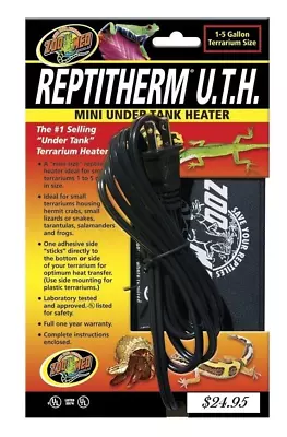 ZOO MED REPTITHERM UNDER TANK HEATER MINI 1-5 GAL - Same Day Shipping • $12.95