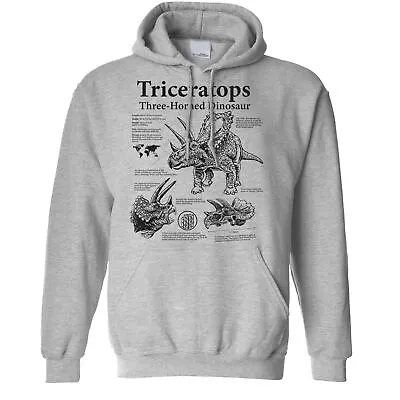 £22.99 • Buy Triceratops Infographic Hoodie Dinosaur Lover Cool Gift Idea Hooded Jumper