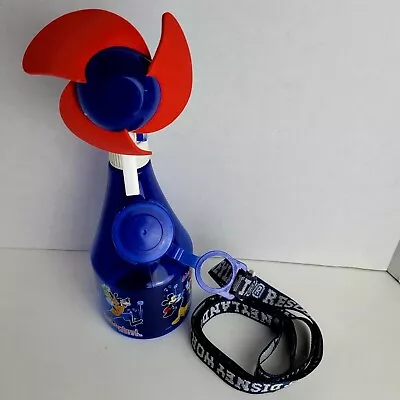 Walt Disney Parks 12  Misting Water Spray Bottle Red Fan W/ Blue Lanyard Tested  • £9.54