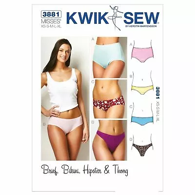 Kwik Sew Sewing Pattern 3881 Misses 8-22 Brief Bikini Pantie Hipster Thong Undie • $16.95