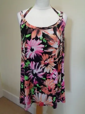 Motto Multi Coloured Floral Print Halter Neck Tunic - Size 16 • $31.11